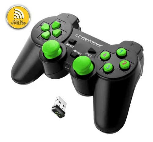 Esperanza EGG108G Wireless Gamepad - 2,4GHz für PS3 und PC, mit Vibrationseffekten und 12 Aktionstasten für intensives Gaming