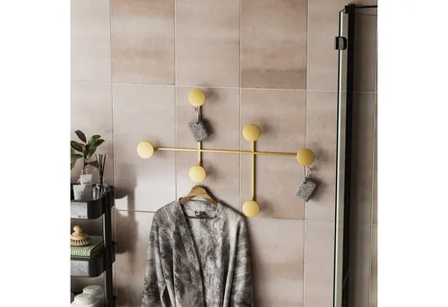 Metall Wandhaken Aufhängung Hook Gold - Eleganter Wandhaken in Gold, aus robustem Metall gefertigt. Ideal für die stilvolle Aufbewahrung von Jacken und Accessoires in Ihrem Eingangsbereich.