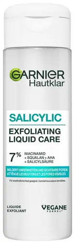 GARNIER Salicylic Exfoliating Liquid Care Gesichtsfluid - Feuchtigkeitscremes für gemilderte Unreinheiten und einen ebenmäßigeren Teint! Mit 7 % Niacinamid und Salicylsäure für sichtbar reduzierte Poren und ein frisches Hautgefühl.