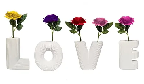 Yudu Tischvase 4-teiliges Vasen-Set – LOVE Buchstaben-Vasen HY2276Y - Tischvasen – Romantisches 4-teiliges LOVE-Vasen-Set aus hochwertiger Keramik, ideal für frische oder Trockenblumen und stilvolle Dekoration.