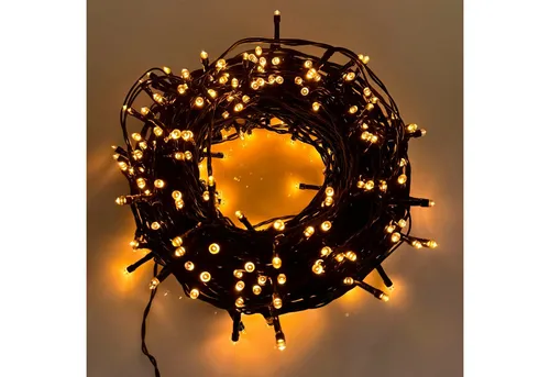 Online-Fuchs LED-Lichterkette mit Batterie und Solar betrieben (Hybrid), 6-Stunden Timer - Outdoor, 8-Leuchtmodi - Warmweiß - 32m mit 300 LEDs - Weihnachten