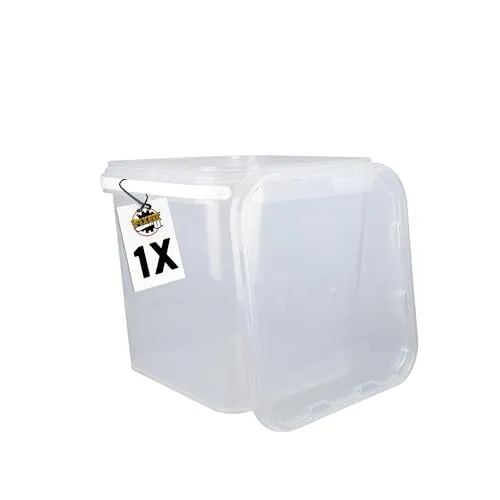 FixedByU Eimer mit Deckel 5L transparent quadratisch Lebensmitteleimer Kunststoff Eimer luftdicht und stabil leer mit Griff und Deckel Lebensmittel- Chemiegeeignet