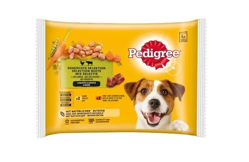 Pedigree 4-Pack Huhn & Gemüse in Sauce und Rind & Gemüse in Sauce