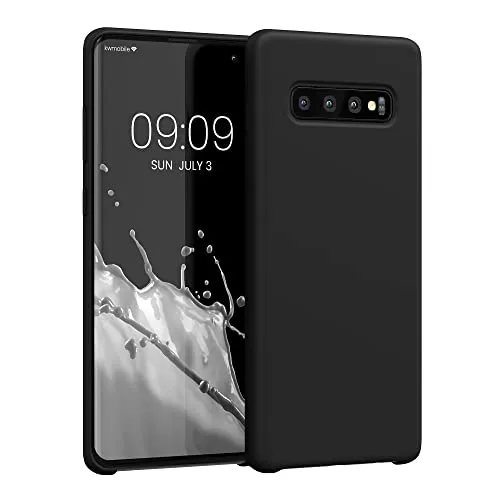 kwmobile Handyhülle für Samsung Galaxy S10 Plus / S10+ Hülle - Case Silikon - Kabelloses Laden - Schutzhülle Cover in Schwarz matt