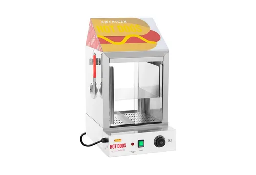 Royal Catering Hotdog-Maker 1000 W - Hotdog-Maker für 100 Würstchen und 25 Brötchen, ideal für Gastronomie und Events, sorgt für perfekte Wärme und Geschmack.
