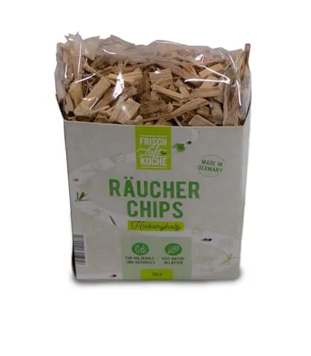 Frischluftküche Räucherchips Hickory - Verleihen Fleisch, Fisch und Gemüse Starkes Raucharoma, geeignet für Räuchern mit Räucherbox, Smoker, Gasgrill, Holzkohlegrill - Hickoryholz, 750g
