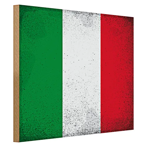 Holzschild Flagge Italien 40x30cm Flag of Italy Vintage