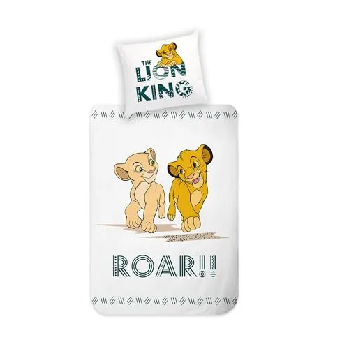 König der Löwen Bettwäsche 135x200 + 80x80 cm, Mädchenbettwäsche Jungenbettwäsche 100% Baumwolle in Renforcé, Disney's Lion King Kinder-Bettwäsche