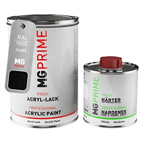 MG PRIME RAL 9005 Tiefschwarz/Jet black matt Acryl-Lack 1,5 Liter / 1500 ml Dose inkl. Härter