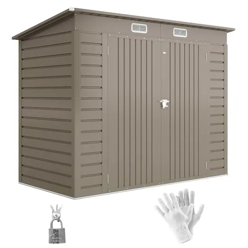 Outsunny Metall Gerätehaus 2,7 m² mit Doppeltür und Pultdach
