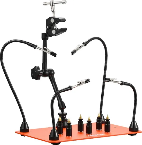 VEVOR Löthilfe dritte Hand - Magnetische Lötstation mit flexiblen Armen - Lötgeräte, ideal für präzise elektronische Reparaturen mit 4 flexiblen Armen und starkem Magnetfuß für maximale Stabilität und Effizienz.