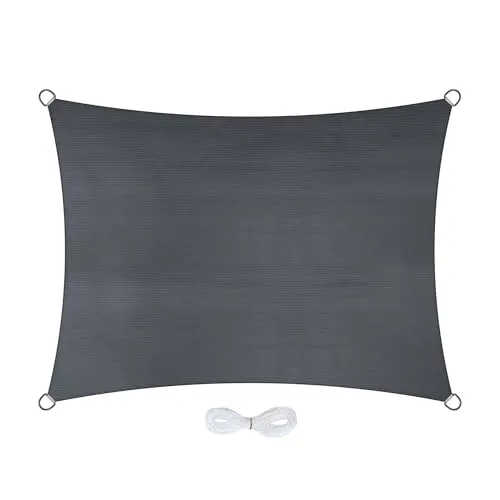 Jardinion Sonnensegel Rechteckig 3 x 4m Grau - Hochdichtes Polyester Sonnensegel für effektiven Sonnenschutz. Blockiert über 90% der Sonnenstrahlen und eignet sich ideal für Terrasse, Balkon oder Garten.