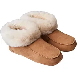 Fellhof Hüttenpatschen aus Lammfell - Handgemachte Hausschuhe Unisex (Hellbraun, Gr. 41) - Hausschuhe aus 100% Lammfell, atmungsaktiv und temperaturausgleichend - ideal für den ganzjährigen Gebrauch. Leicht und bequem für Damen und Herren.