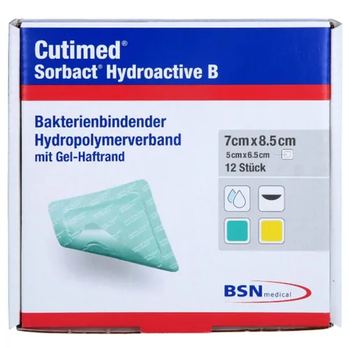 BSN medical CUTIMED Sorbact Hydroactive B Wundpflaster - Spar Set 12 St. - Kompressen & Verbände, wasserabweisender Hydrogel Wundverband mit bakterienbindender Wirkung, ideal für die schnelle Wundheilung.