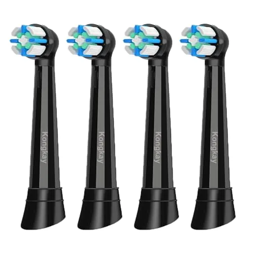 4er Pack iO Ersatzbürsten für Oralb iO Serie 2–10, Weiche DuPont Borsten, Schwarz