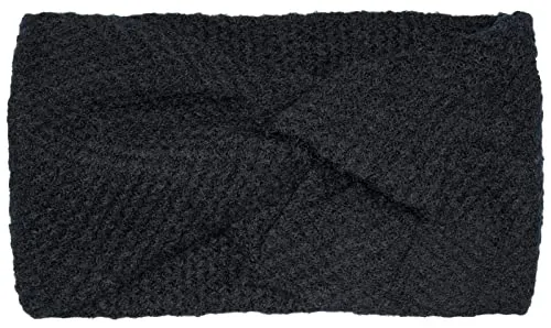 styleBREAKER Damen Strick Stirnband mit Waffelpatent Strickmuster und Twist Knoten, warmes Winter Haarband, Headband 04026060, Farbe:Schwarz