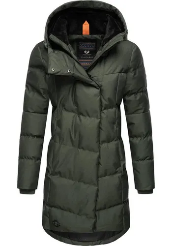 Ragwear Damen Wintermantel Pavla Intl Dark Olive - Warmer Steppmantel mit Kapuze - Funktionsjacken: Modischer, veganer Winterparka mit wasserdichtem Material und kuscheligem Teddyfleece-Innenfutter, ideal für kalte Tage.