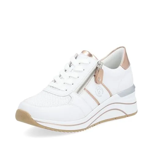Remonte Damen Low-Top Sneaker D0T04 - Damen-Sneaker mit extra weiten Schnitt für optimalen Komfort und Platz für kräftige Füße. Hochwertiges Glattleder sorgt für Atmungsaktivität und die herausnehmbare Innensohle ermöglicht individuelle Anpassungen.