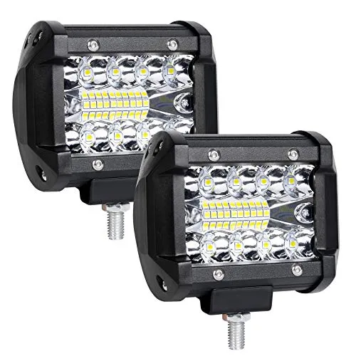 URAQT LED Arbeitsscheinwerfer, 2x60W Auto Scheinwerfer 6000K Zusatzscheinwerfer, IP65 Wasserdicht Strahler Led-Offroad Flutlicht, Rückfahrscheinwerfer für Auto, Traktor, SUV, UTV, ATV, 4 Zoll