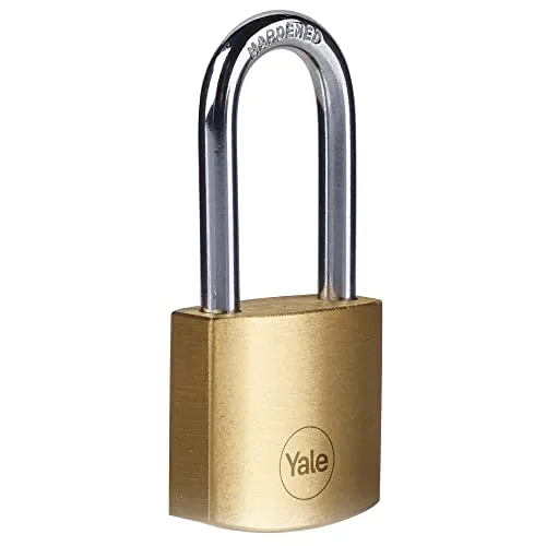 Yale Y110B/30/132/1, Standardsicherheit, 30 mm, Messing, Vorhängeschloss, Doppelverriegelung, EN12320 CEN 1, Bügel aus gehärtetem Stahl, Ø 5 mm, inkl. 3 Schlüssel, für Spind, Werkzeugkiste, Schrank
