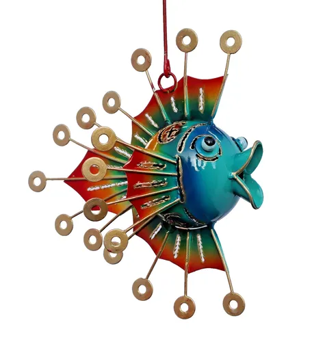 Deko Metall Kugel Fisch Hänger Maritim Fensterhänger Zierfisch Skulptur Figur