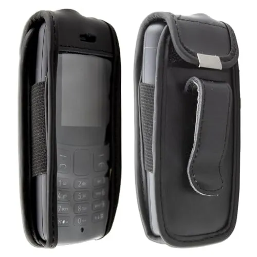 caseroxx Ledertasche mit Gürtelclip für Nokia 106 (2018) in schwarz – robuste Handy-Tasche mit Sichtfenster & Gürtelclip aus Echtleder, ideal für Beruf, Freizeit, Outdoor & sicheren Transport