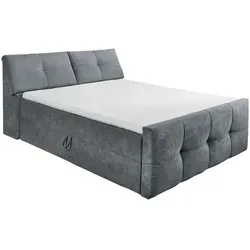 Mid.you Boxbett, Anthrazit, Kunststoff, H2, 9-Zonen, Höhe ca. 24 cm, 160x200 cm, Bettkasten, gepolstertes Kopfteil, Topper durchgehend, Schlafzimmer, Betten, Doppelbetten