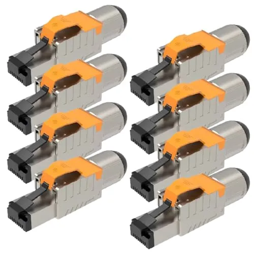 UC-Express Netzwerkstecker CAT 8 RJ45-8x RJ45 Stecker Steckverbinder - werkzeuglos - geschirmt - mit Zugentlastung - CAT8 CAT8.1 LAN Netzwerkkabel Stecker