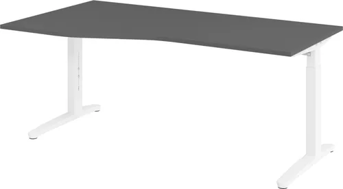 bümö Schreibtisch höhenverstellbar 180x100 cm - Flexibel und stilvoll für Ihr Büro - Kinderschreibtische - Der höhenverstellbare bümö Schreibtisch bietet individuellen Komfort von 65-85 cm, ideal für alle Körpergrößen und sorgt für einen stabilen Stand auf unebenem Boden.