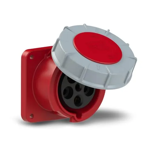 Einbausteckdose 63A 5P 400V - POWET TWIST 335-6 - Steckdose für anspruchsvolle Anwendungen, IP67 Schutzklasse und ideal für Außenbereiche oder feuchte Umgebungen.