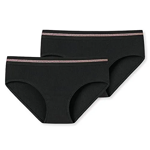 Schiesser Mädchen 2 Pack Panties Hipster - Organic Cotton Rippe Unterwäsche - Unterhosen für Mädchen, aus hochwertiger ReaLasting Cotton für höchste Qualität und Langlebigkeit, in bequemer Doppelripp-Qualität.