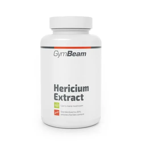 GymBeam Löwenmähne Extrakt - Hericium Erinaceus, Igelpilz, 500 mg pro Portion, hochkonzentiert, standardisierter Polysaccharidgehalt 20%, Nootropika, Heilpilz Extrakt, 90 kaps