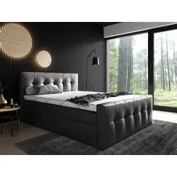 Boxspringbett OWEN 120x200cm Kunstleder Schwarz - Modernes Boxspringbett mit inkl. Kopfteil und Topper für optimalen Schlafkomfort. Pflegeleichtes Kunstleder in Schwarz passt perfekt in jedes Schlafzimmer.