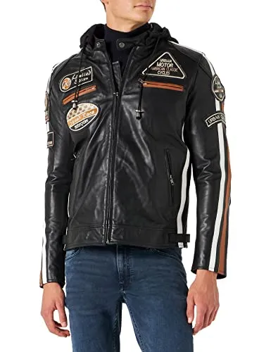 URBAN 5884 Motorradjacke Herren Leder, Herrenjacke aus Lammleder, verstaubare Protektoren für Rücken, Schultern und Ellenbogen
