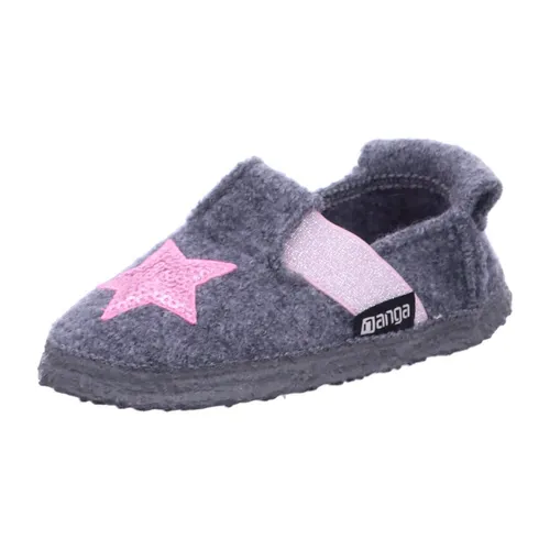 Nanga Stars Hausschuh aus Wolle - Grau - Größe 25 - Klassischer Slipper aus 100% Bio-Schurwolle mit rutschfester Naturkautschuk-Sohle. Federleicht und bequem, ideal für Zuhause. Pflegeleicht und waschmaschinenfest bei 30°C.