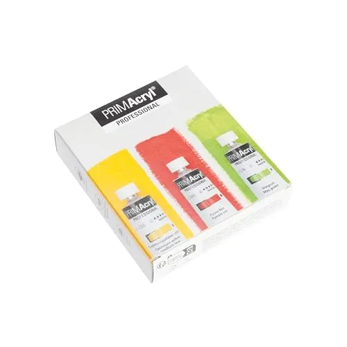 Schmincke PRIMAcryl Professional® Sonderset neue Töne - Premium Acrylfarben Set mit 3 x 35 ml in Maigrün, Pyrrol Rot und Kadmiumgelbton. Mikroplastik-frei, hohe Pigmentierung und Brillanz für kreative Projekte.