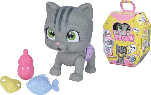 Pamper Petz Katze - Spielfiguren mit Trink- und Nässfunktion, inklusive magischer Pfote zur Geschlechtsbestimmung. Fördert kreatives Spielen und Pflegekompetenzen.