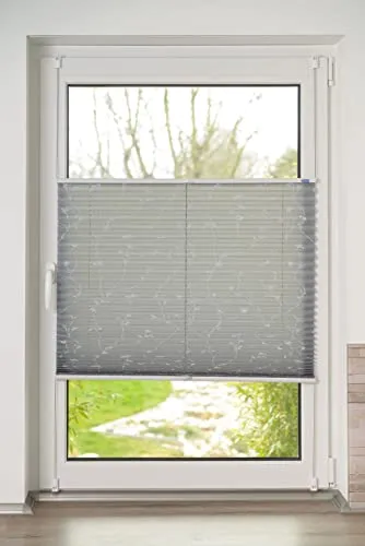 Khome Klemmfix-Plissee, Elba Bedruckt Grau, 35 x 130 cm (B x L) Modern