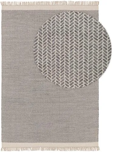 benuta Pure Wollteppich Grau 120x170 cm - Teppiche & Böden, eleganter Wollteppich mit Grafikmuster, handgefertigt und pflegeleicht für ein gemütliches Zuhause