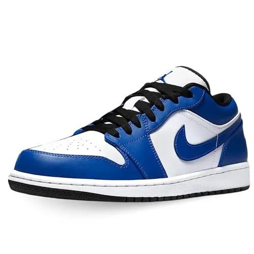 NIKE Herren AIR Jordan 1 Low Sneaker, White Hyper Royal Black, 45 EU