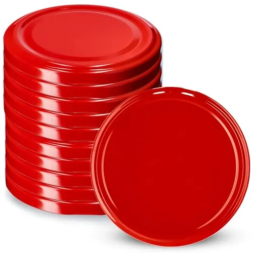 KADAX Schraubdeckel fi82 mm, Twist-Off-Deckel Set aus Metall, Ersatzdeckel für Einmachgläser, Deckel mit 6 Einrastzähnen für Sturzgläser und Einmachgläser (Rot, 10 Stück)