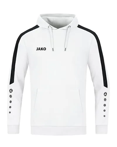 JAKO Kinder Kapuzensweatshirt Power, Weiß, 164 - Hoodies für Kinder, atmungsaktiv und komfortabel, ideal für kalte Outdoor-Aktivitäten mit kuscheliger Bauchtasche für warme Hände.