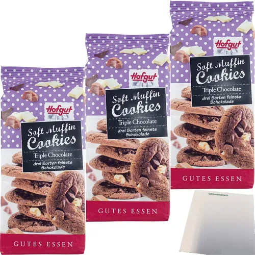 Hofgut Soft Cookies Triple Chocolate 3er Pack 3x210g Packung usy Block
