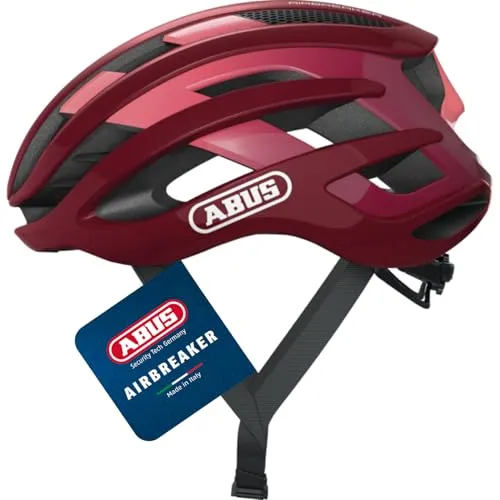 ABUS Fahrradhelm AirBreaker bordeaux red S - Fahrradhelm mit bordeaux roter Außenschale, optimaler Schutz und hoher Tragekomfort für sichere Fahrten.