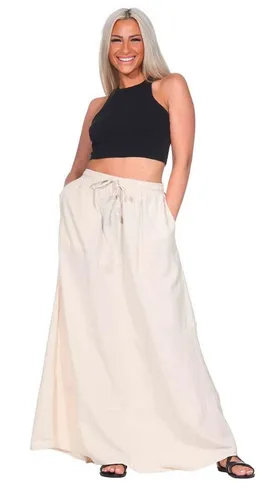 KUNST UND MAGIE Maxirock Sommerrock Damen Rock Baumwolle – Boho Maxirock elastische Taille