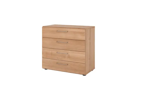 Regal 2OH mit 4 Schüben in Nussbaum - Praktisches Aktenschrank-Regal mit 4 Schubladen und Soft-Close-Funktion. Höhenverstellbar und teilmontiert geliefert für einfache Montage. Ideal für Büro und Home-Office.
