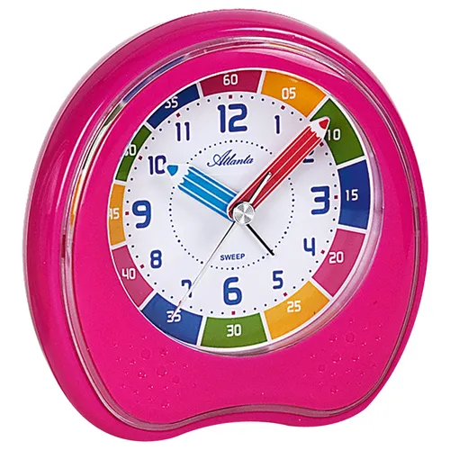 Atlanta Kinderwecker 1953-17 - Wecker für Kinder in rosa, mit analoger Anzeige und Crescendoalarm, ideal als Geschenk für einen sanften Start in den Tag.