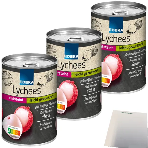 Edeka Lychees leicht gezuckert fruchtig und aromatisch 3er Pack 3x425g usy Block