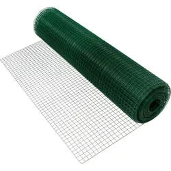 ECD Germany Volierendraht 12x12mm, 1x10m - Robuster Zaun für Garten und Kleintiere - Hochwertiger Volierendraht auf Rolle, verzinkter Stahl mit PVC-Beschichtung, ideal für den Bau von Gehegen. Witterungsbeständig und flexibel, sorgt für langlebige Lösungen im Garten.