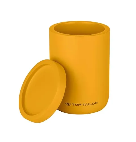 TOM TAILOR Aufbewahrungsdose mit Deckel, dekorative Aufbewahrungsbox für Kosmetik- und Pflegeprodukte, praktischer Organizer für Badezimmer und Küche, Mustard, Gelb